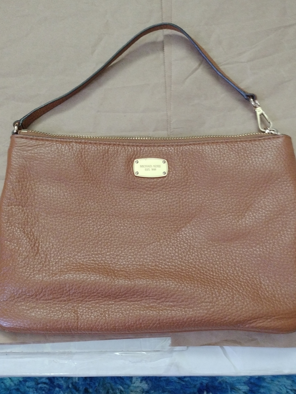 Michael Kors Tan Pebbled Leather Shoulder Pouch